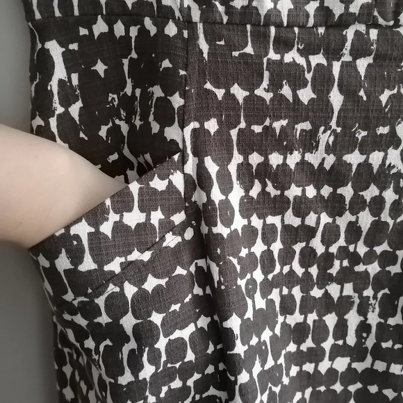L.K. Bennett Dr Cho Sheath Dress Brown and Cream Front Pockets Elbow Sleeve 6 - Picture 9 of 17